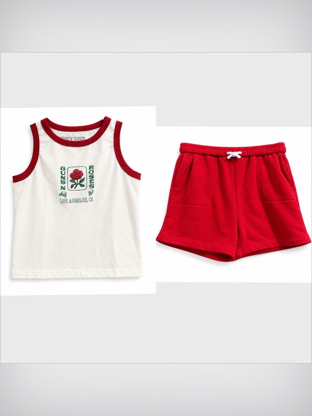 Kids Guns and roses White Red Tank Top Red sweat shorts size XXL set of two NWT